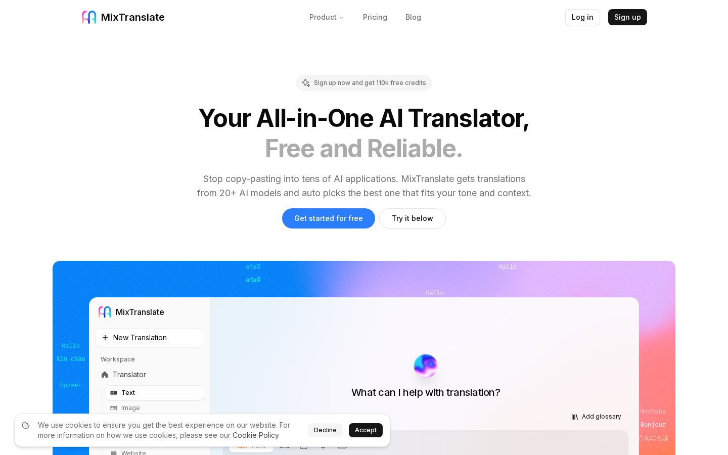 MixTranslate Homepage