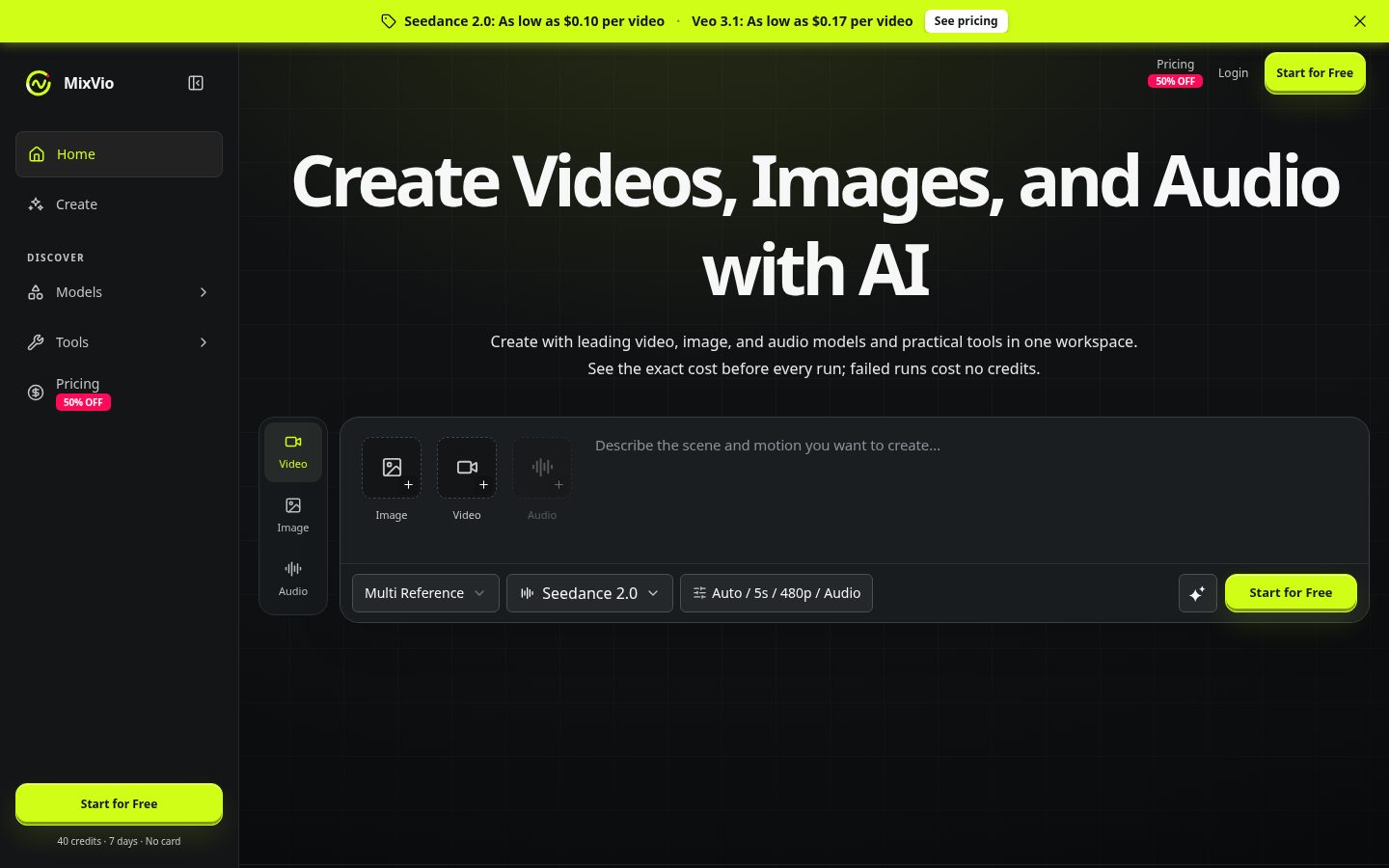MixVio AI Homepage