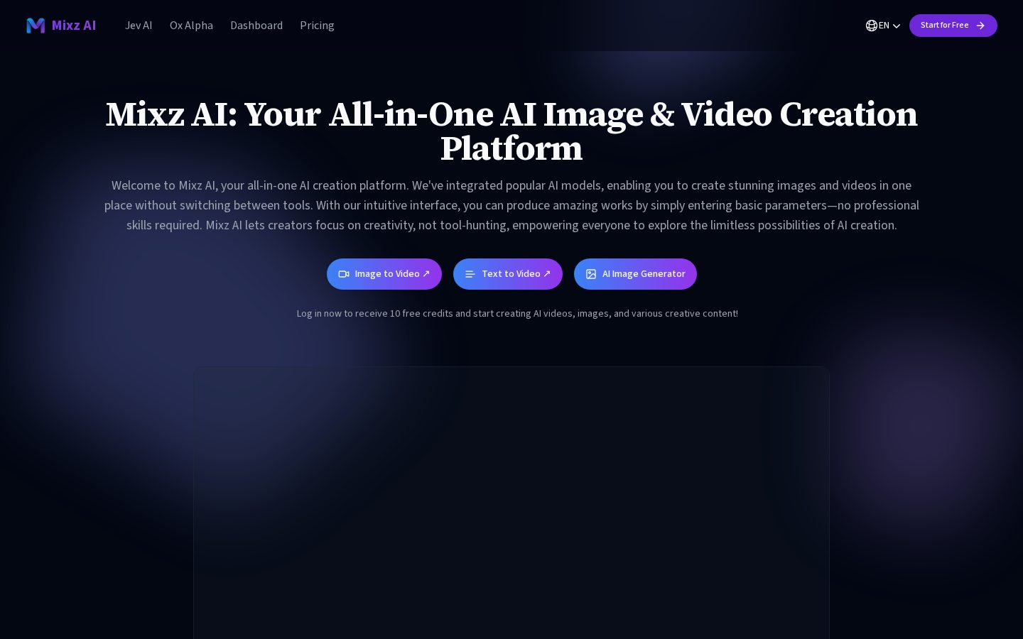Mixz AI Homepage