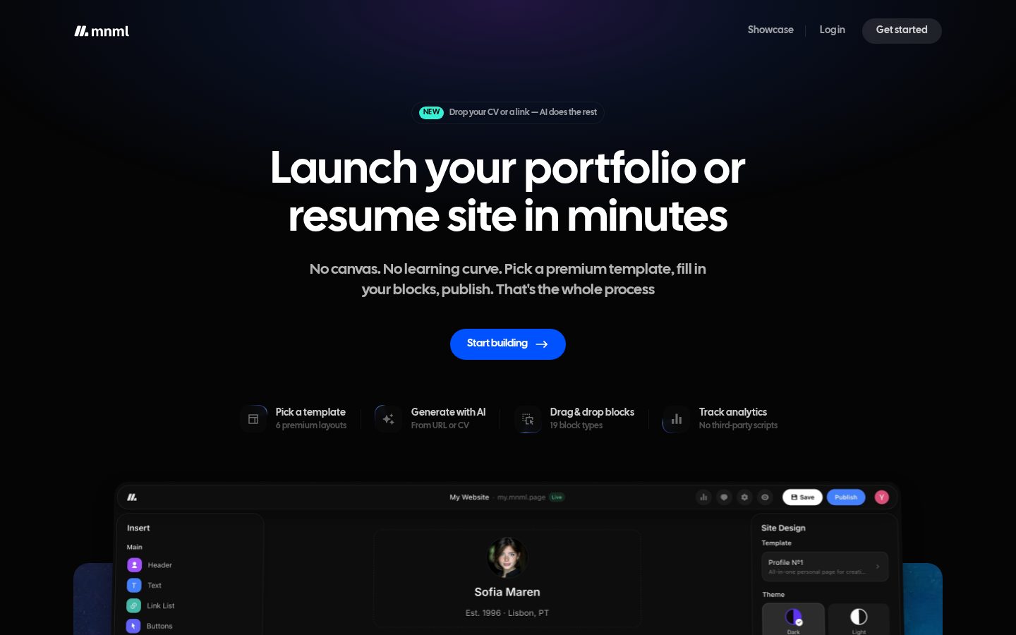 mnml.page Homepage