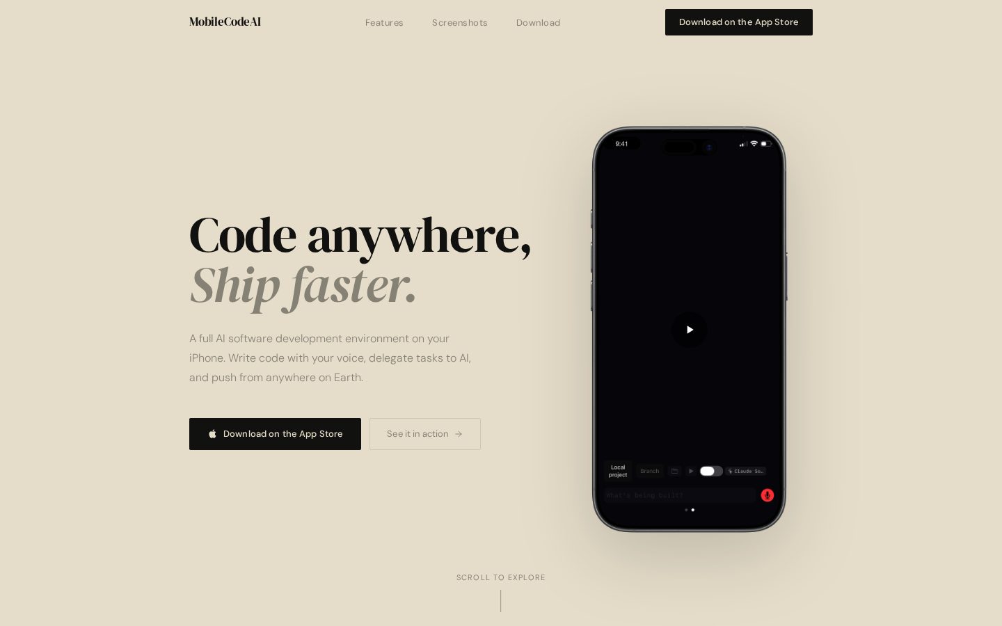 MobileCodeAI Homepage