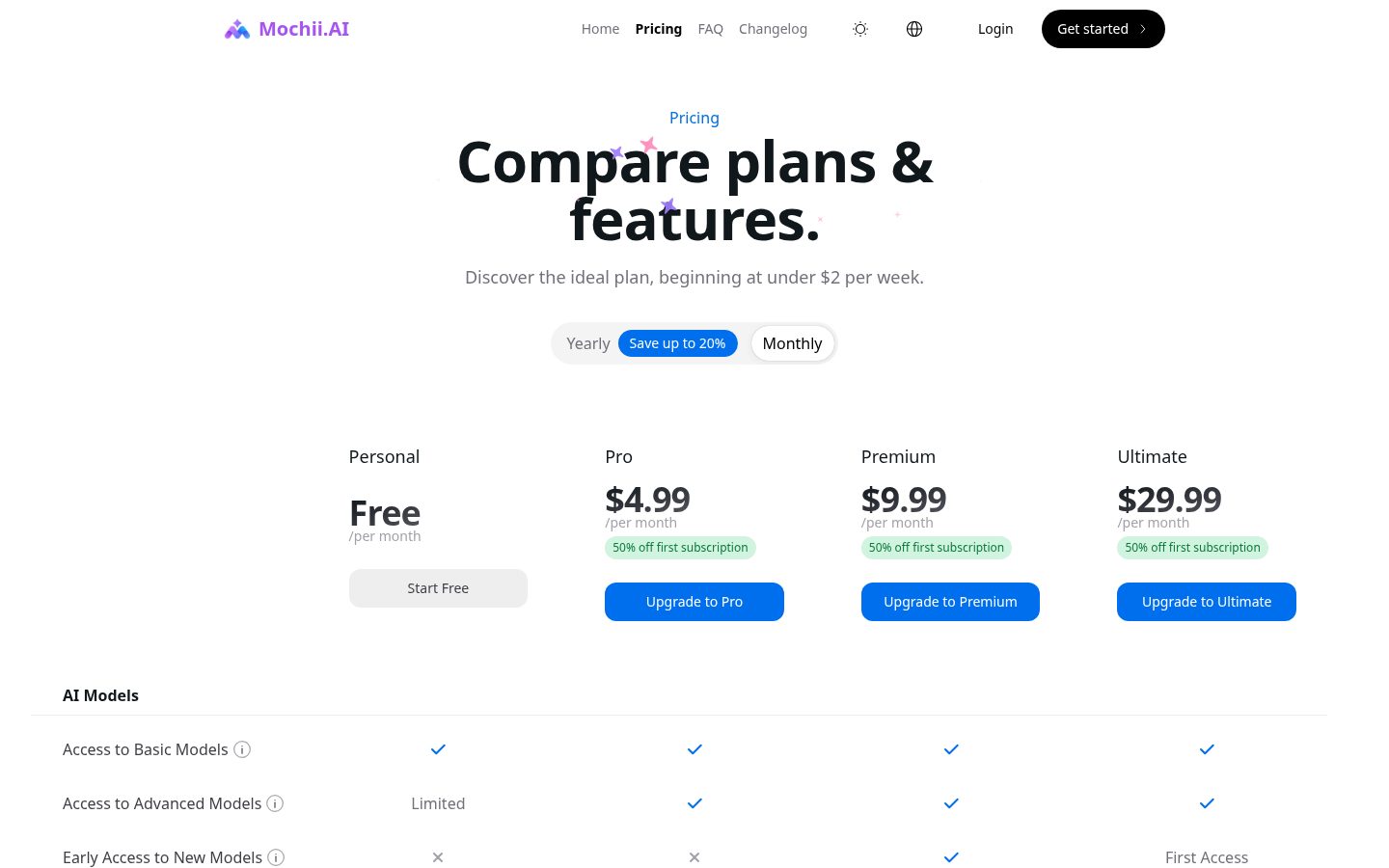 Mochii AI - All-in-One AI Assistant with ChatGPT, Claude & Gemini Pricing