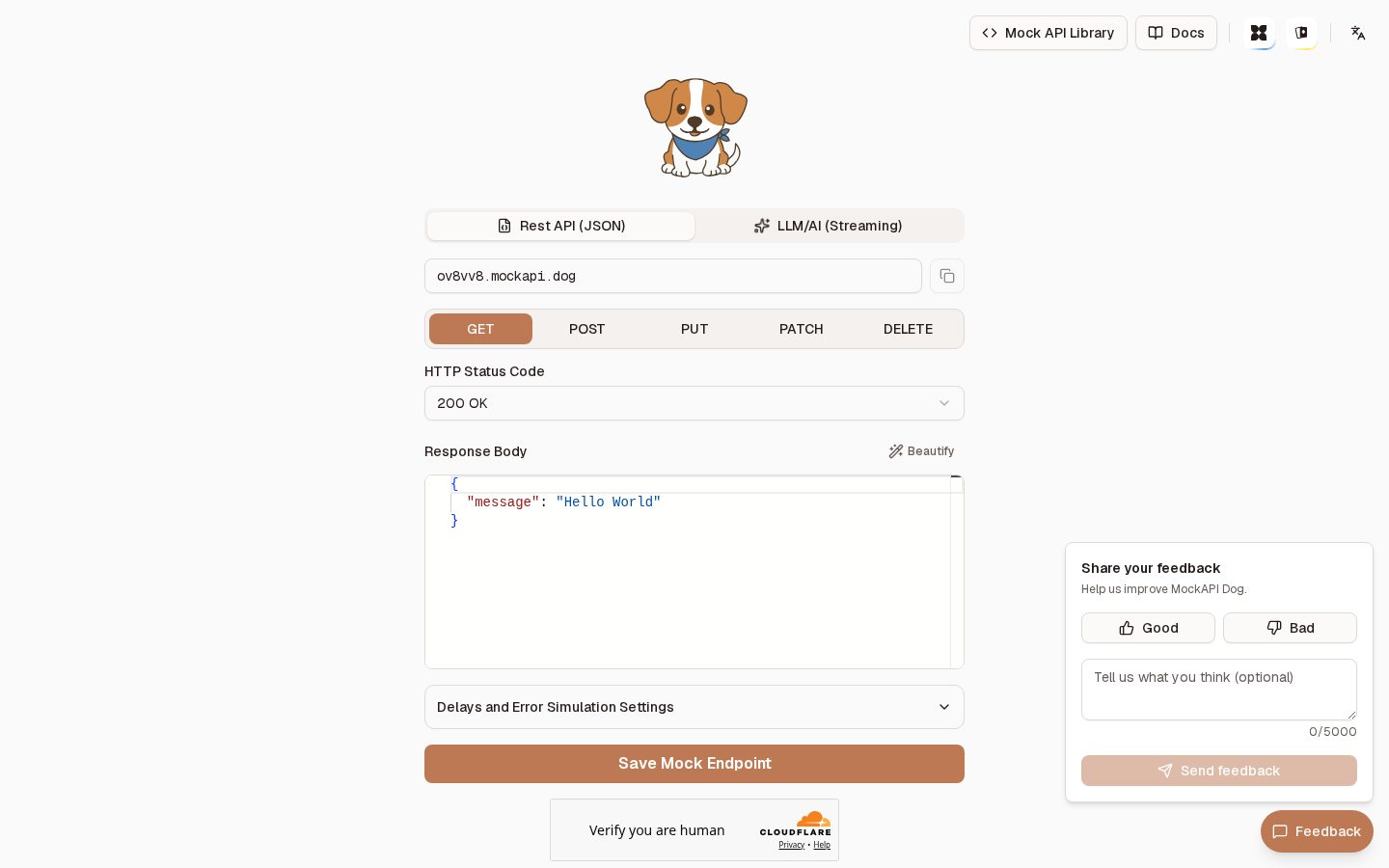 MockAPI Dog Homepage