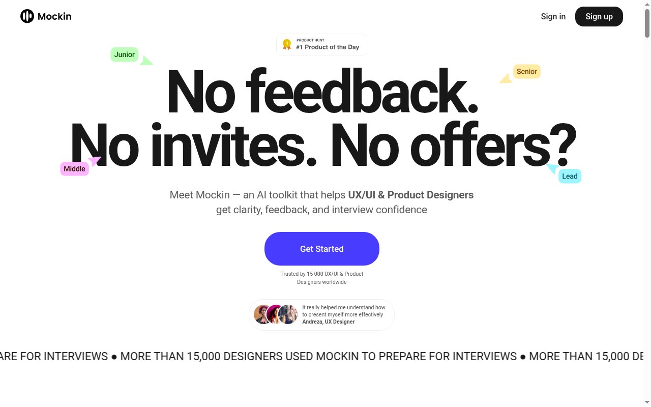 Mockin homepage
