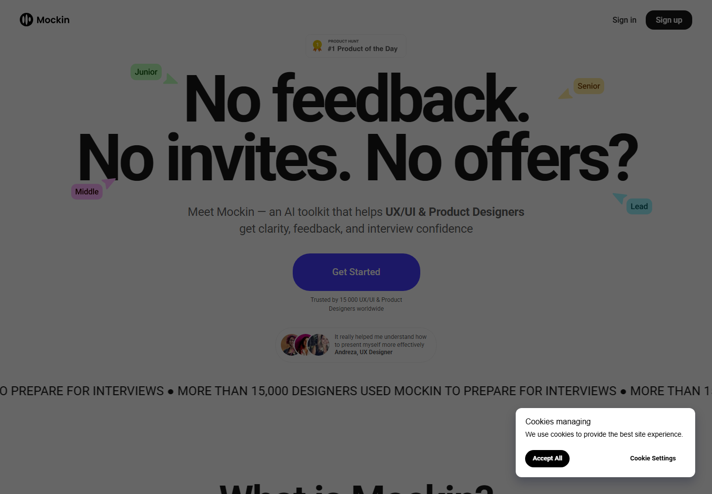 Mockin homepage