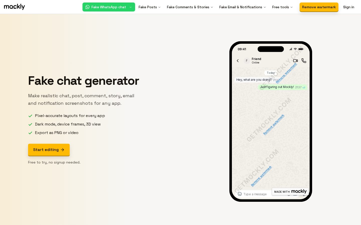 Mockly Homepage