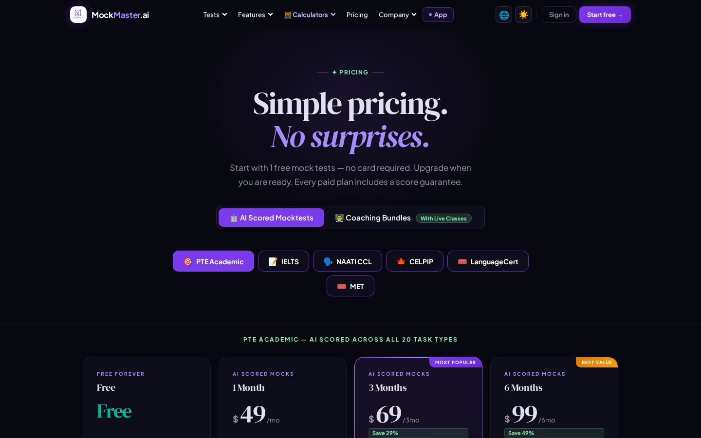 Mockmaster Pricing