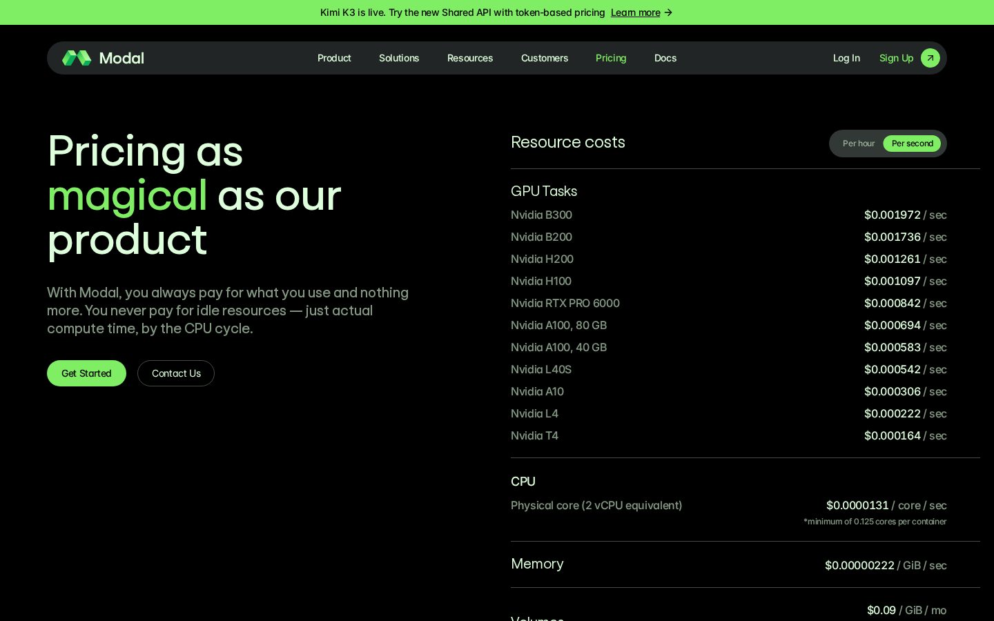 Modal Notebooks Pricing