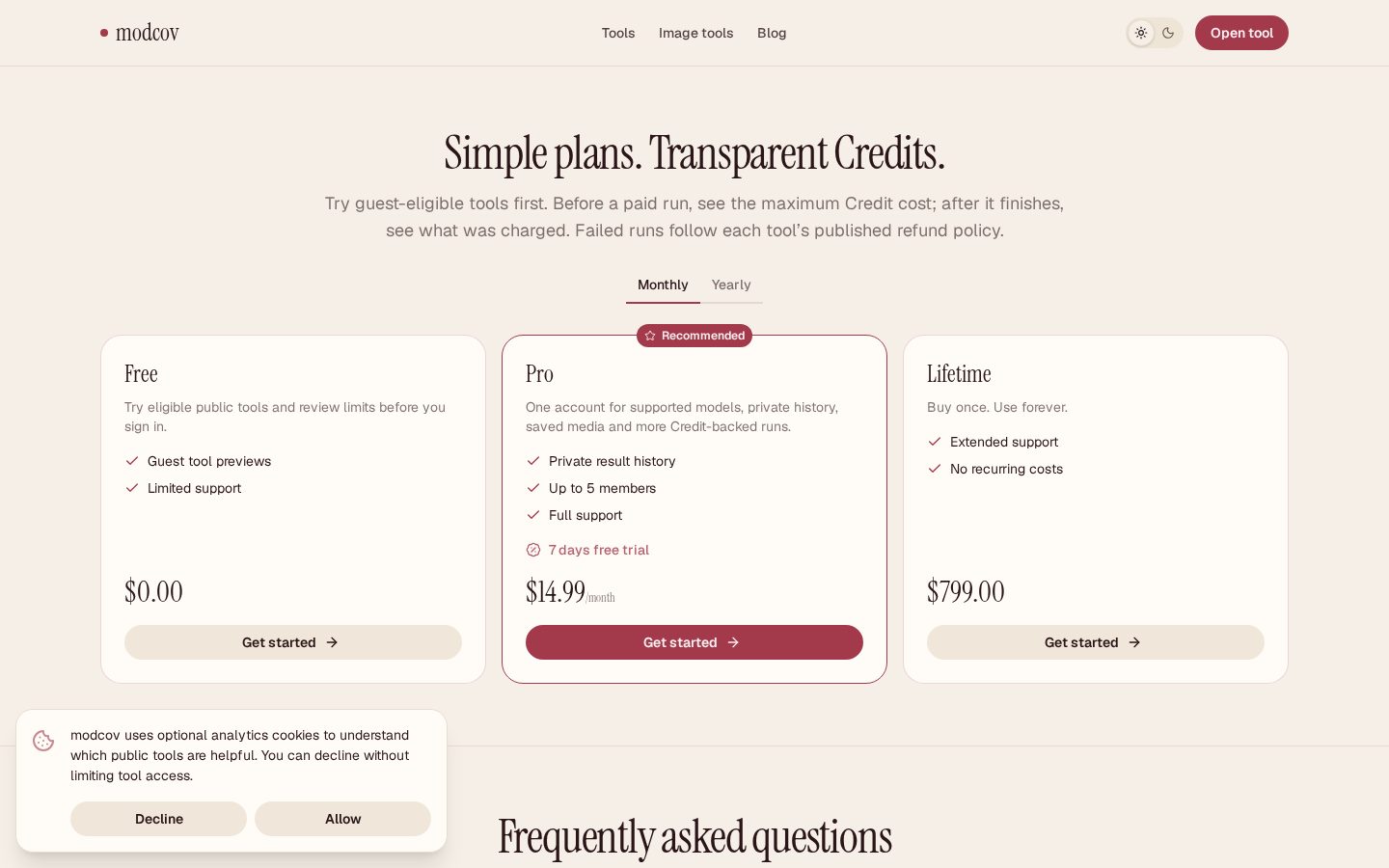 modcov Pricing