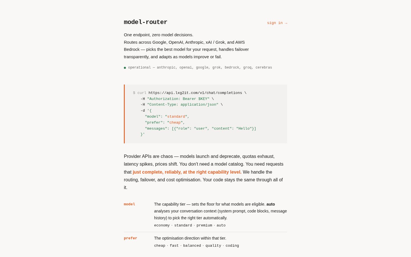 Model Router Homepage