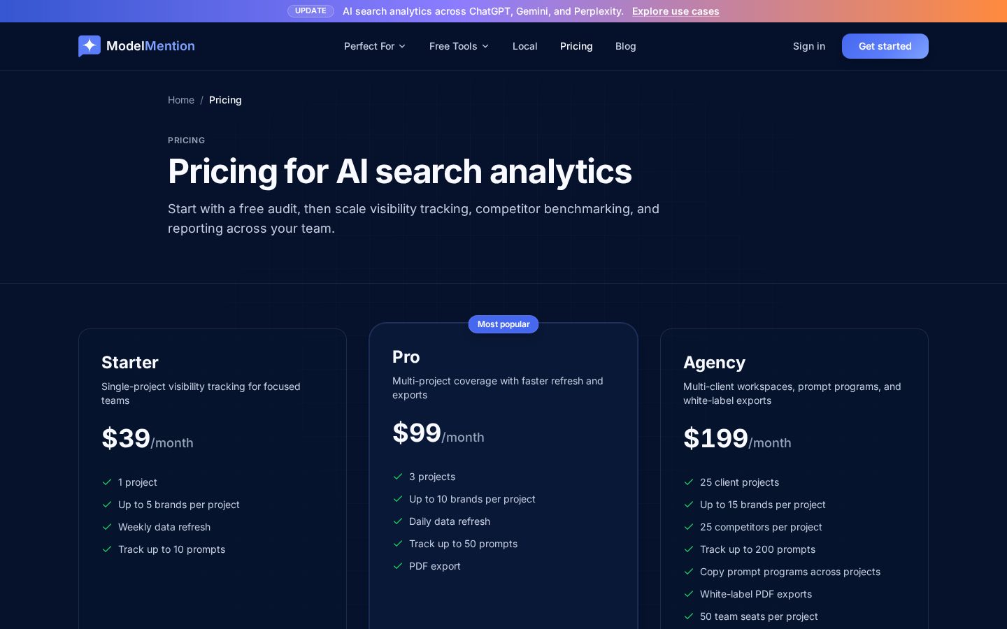 ModelMention Pricing