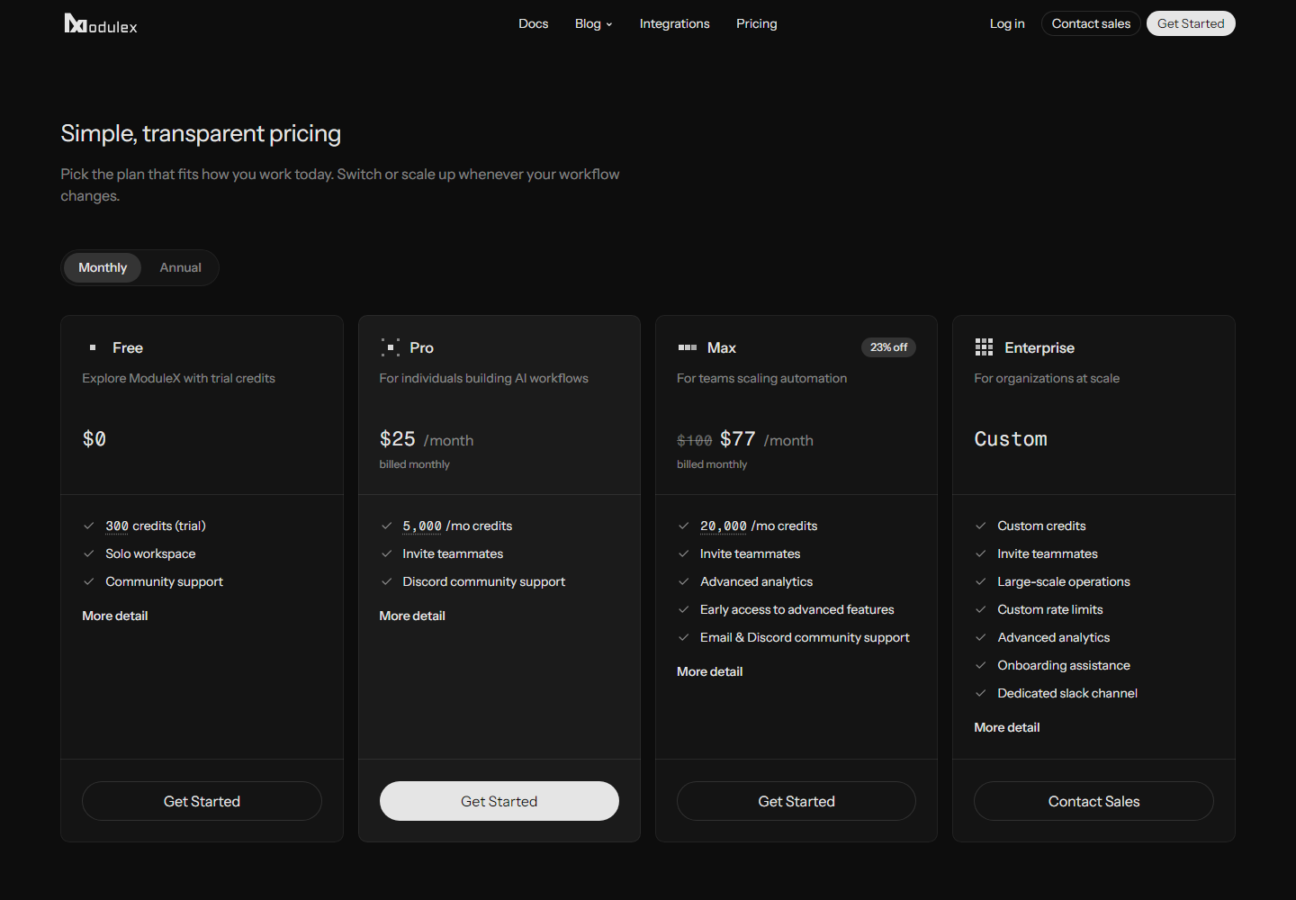 ModuleX pricing