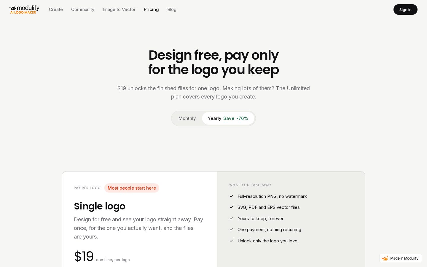 Modulify AI Logomaker Pricing