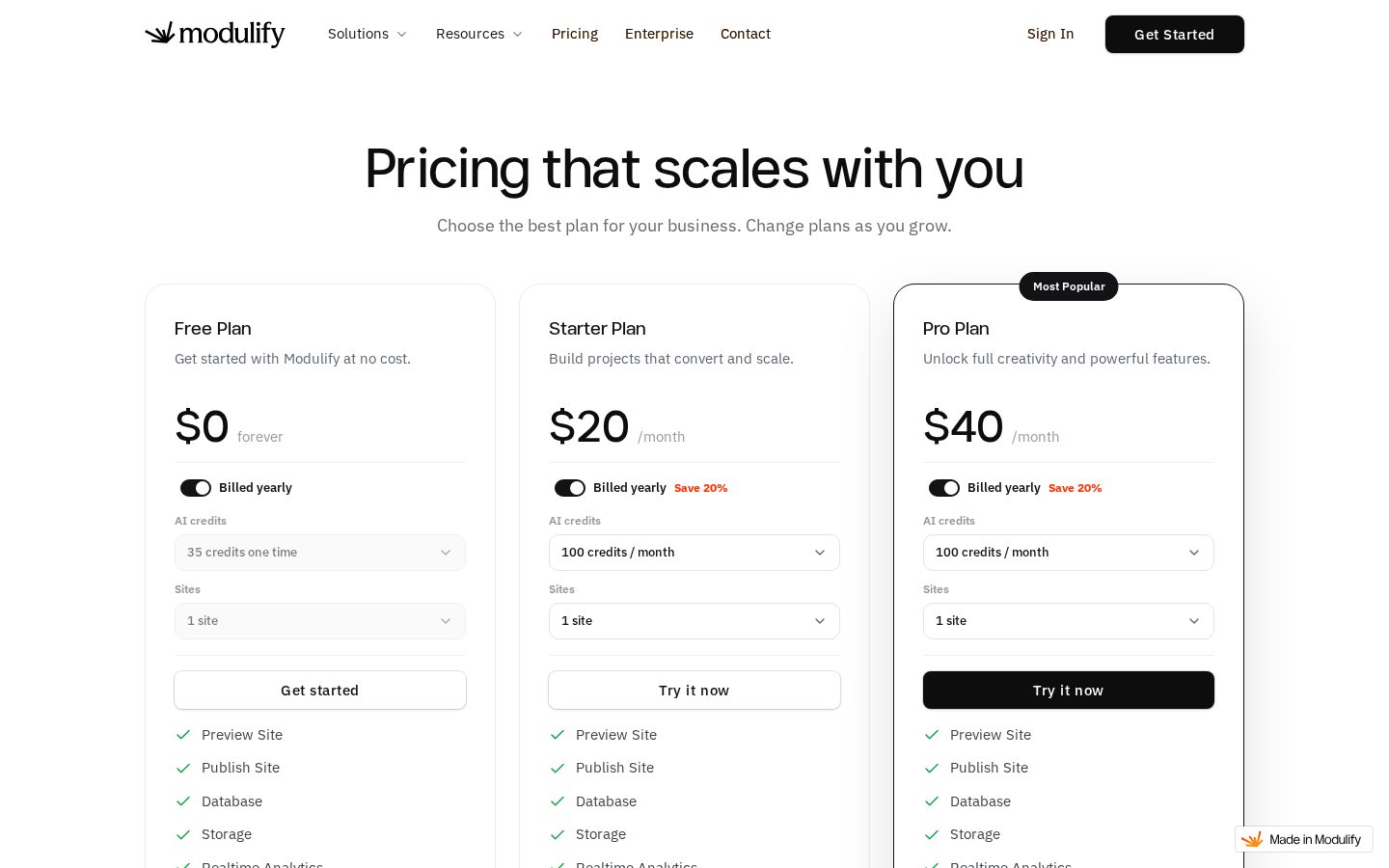 Modulify Pricing