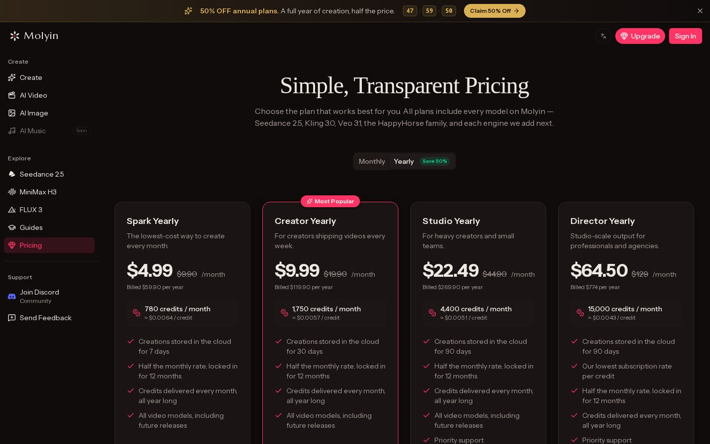 Molyin Pricing