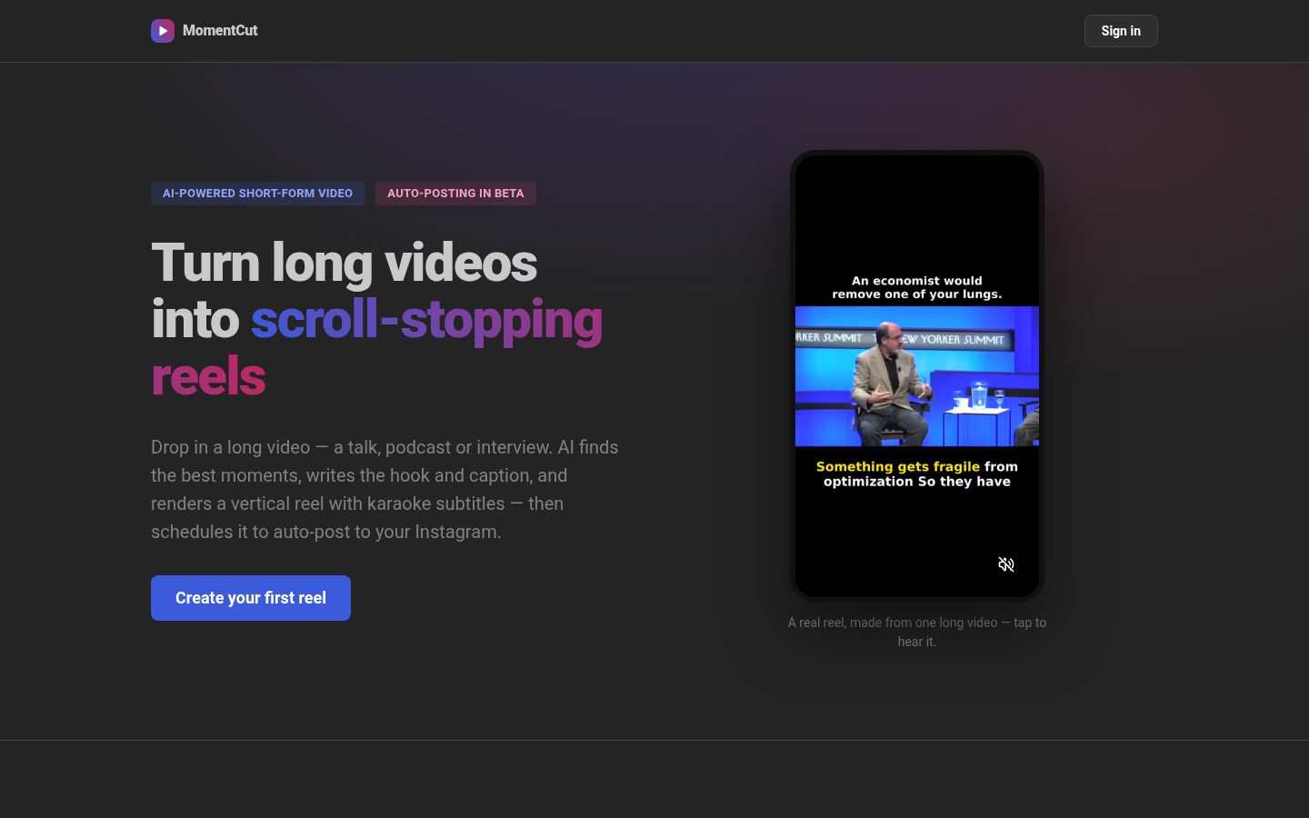 MomentCut Homepage
