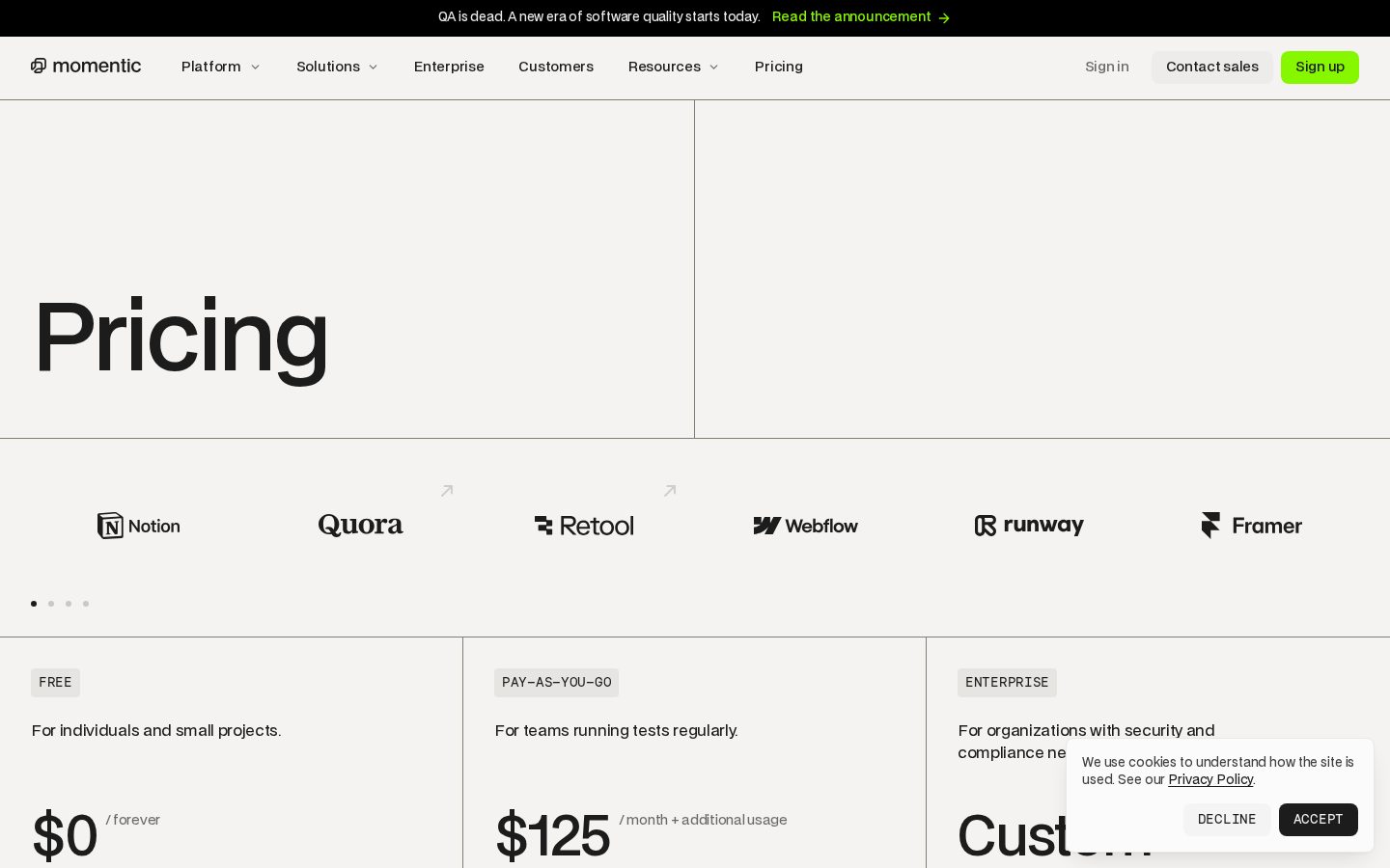 Momentic Pricing
