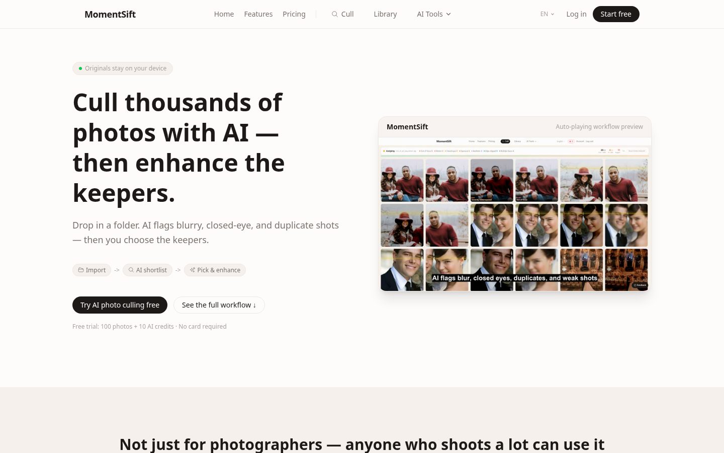 MomentSift Homepage