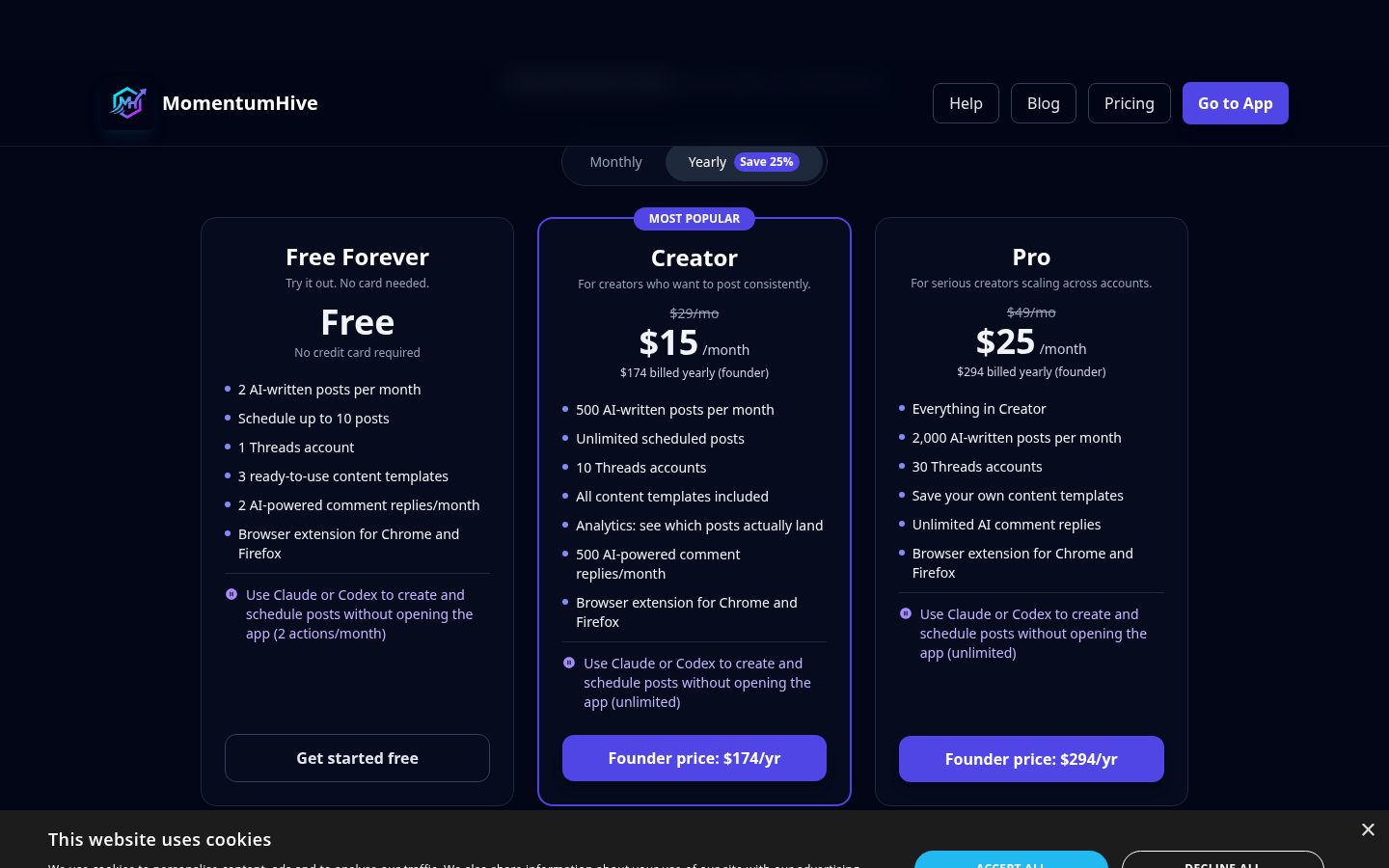 MomentumHive Pricing