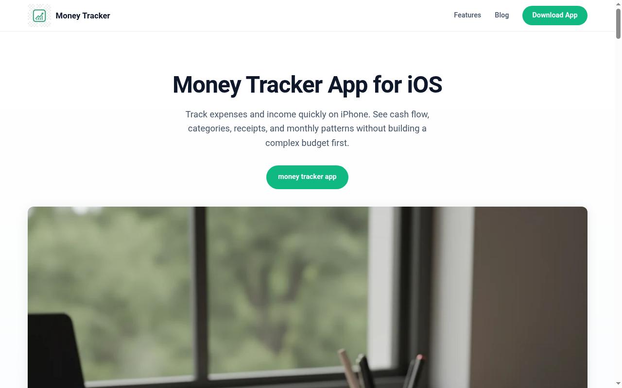 Money Tracker App Homepage