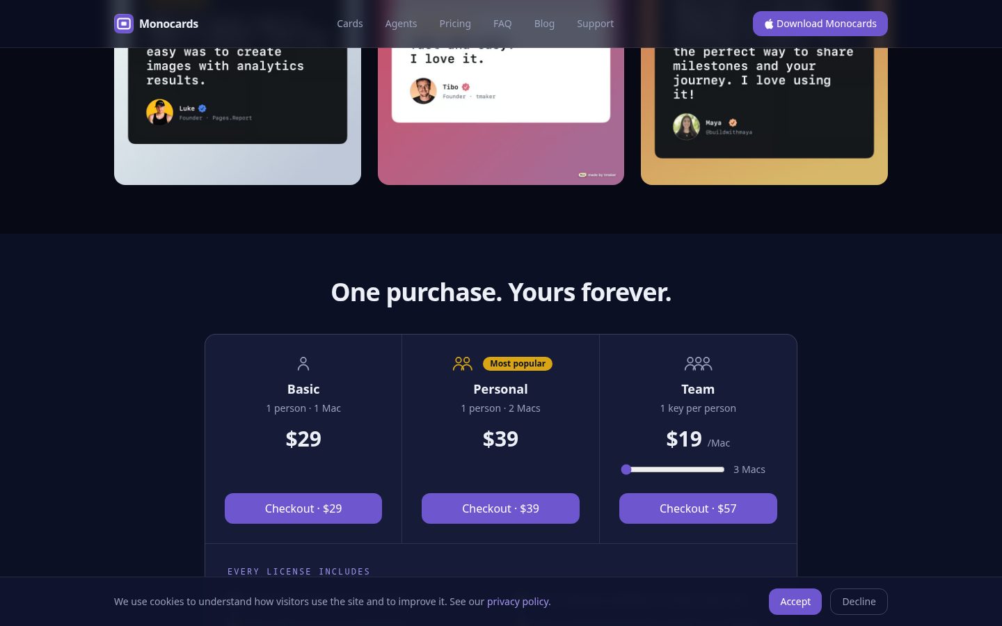 Monocards Pricing