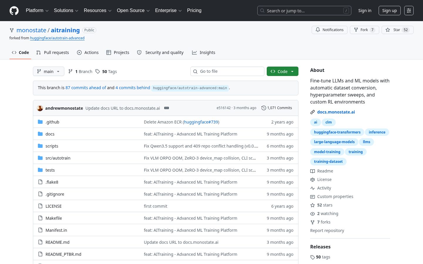 Monostate AItraining Homepage