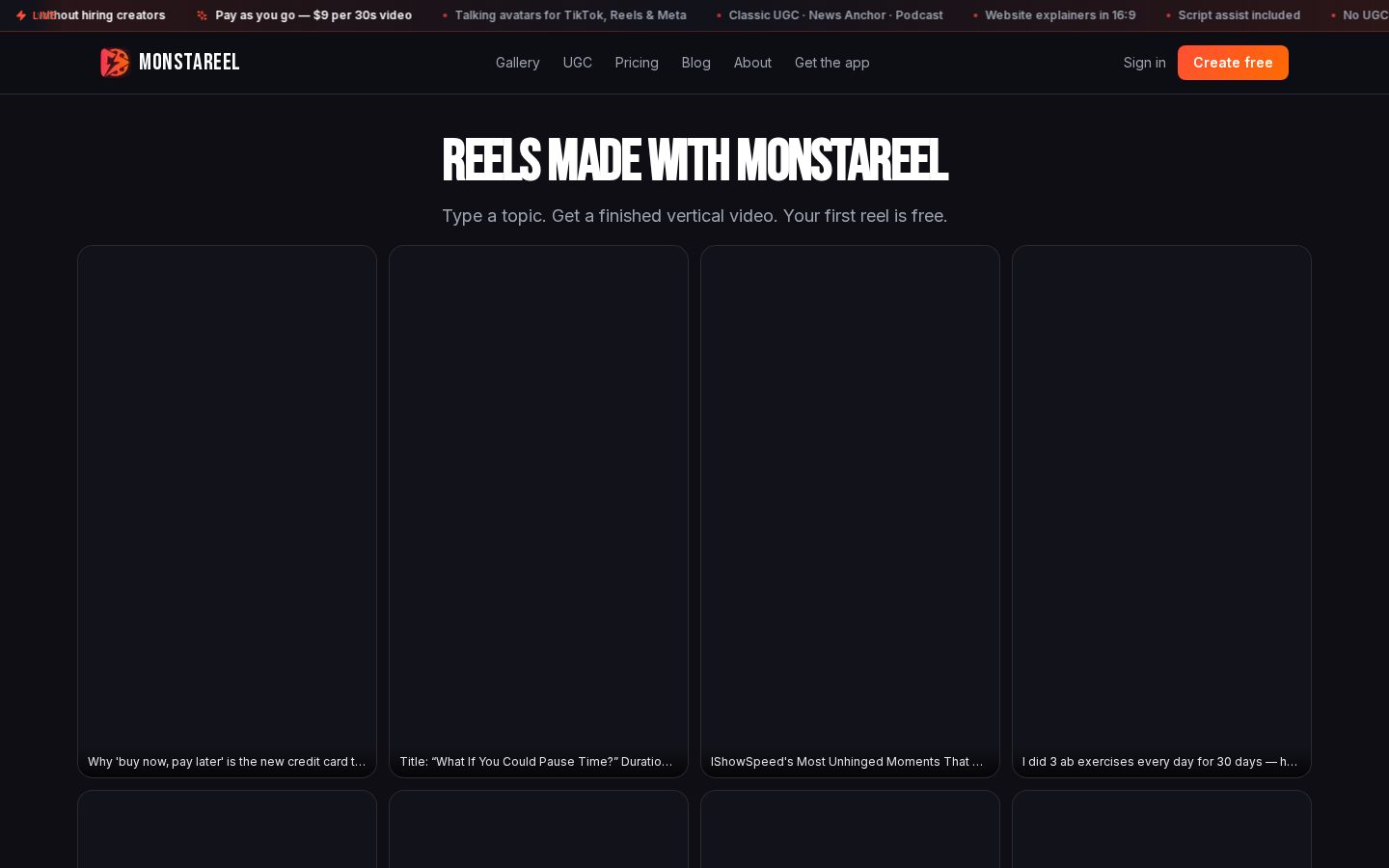 MonstaReel Homepage