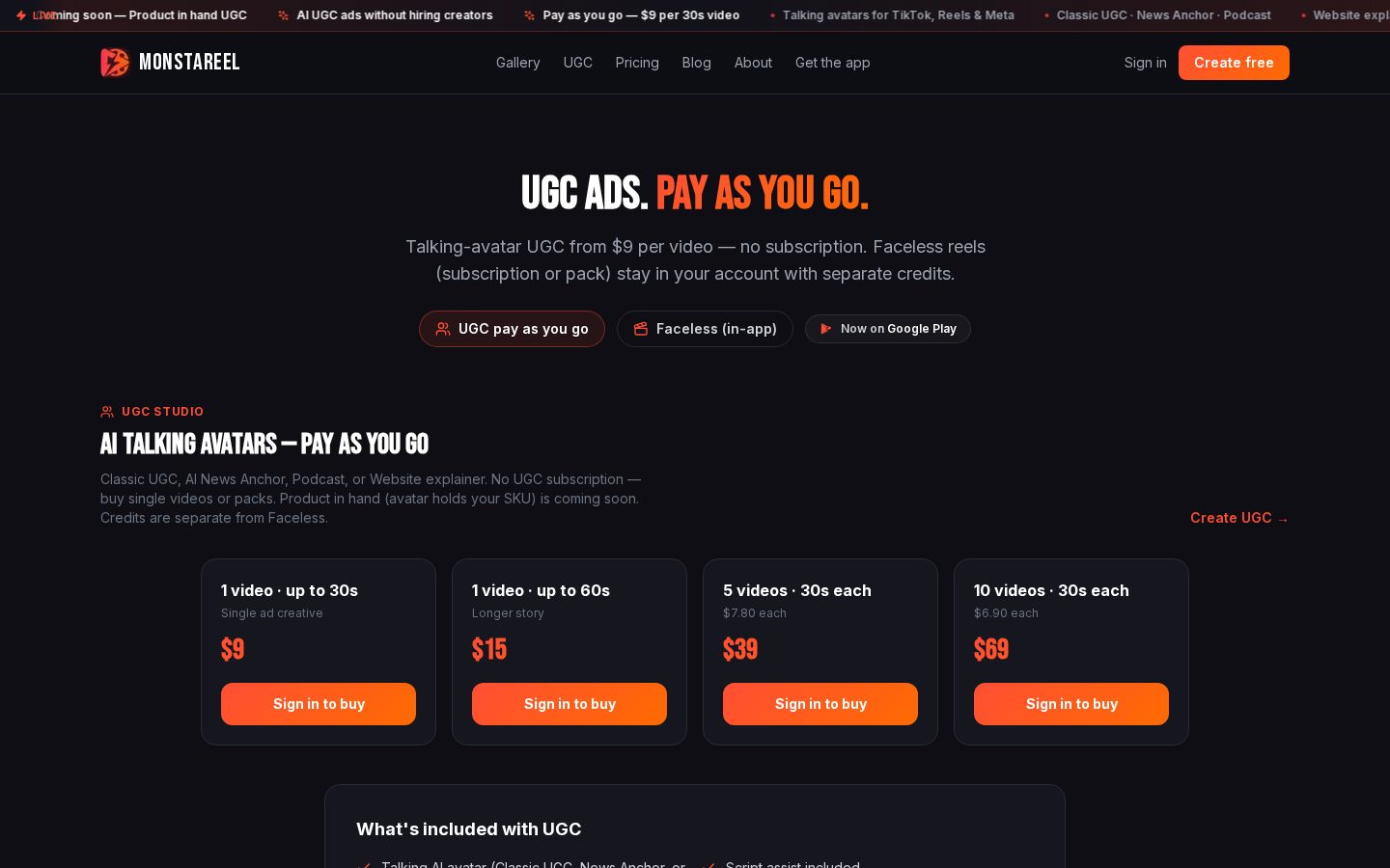 MonstaReel Pricing