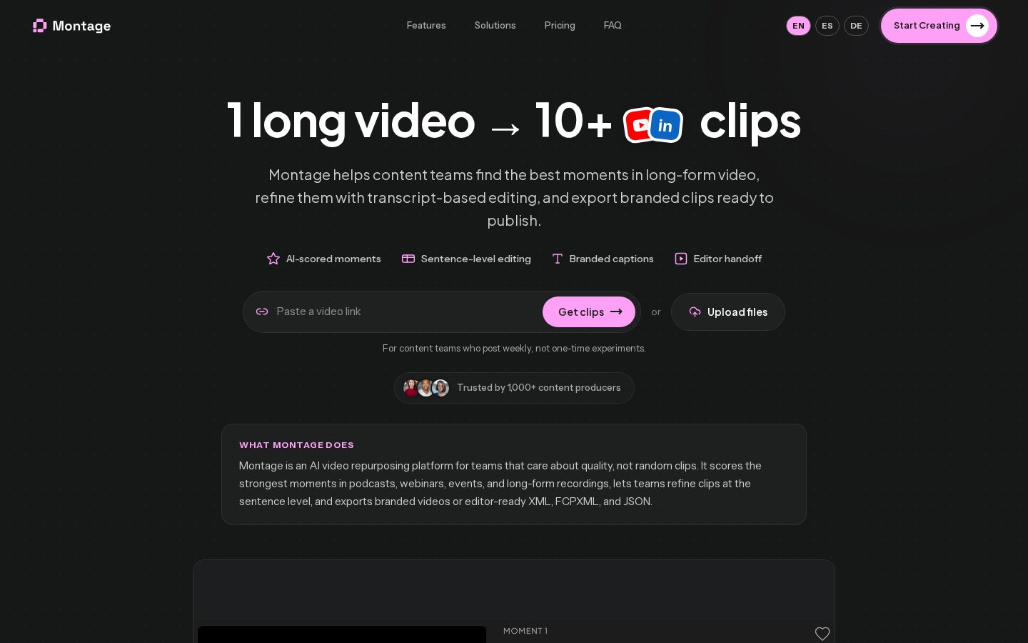 Montage.app Homepage