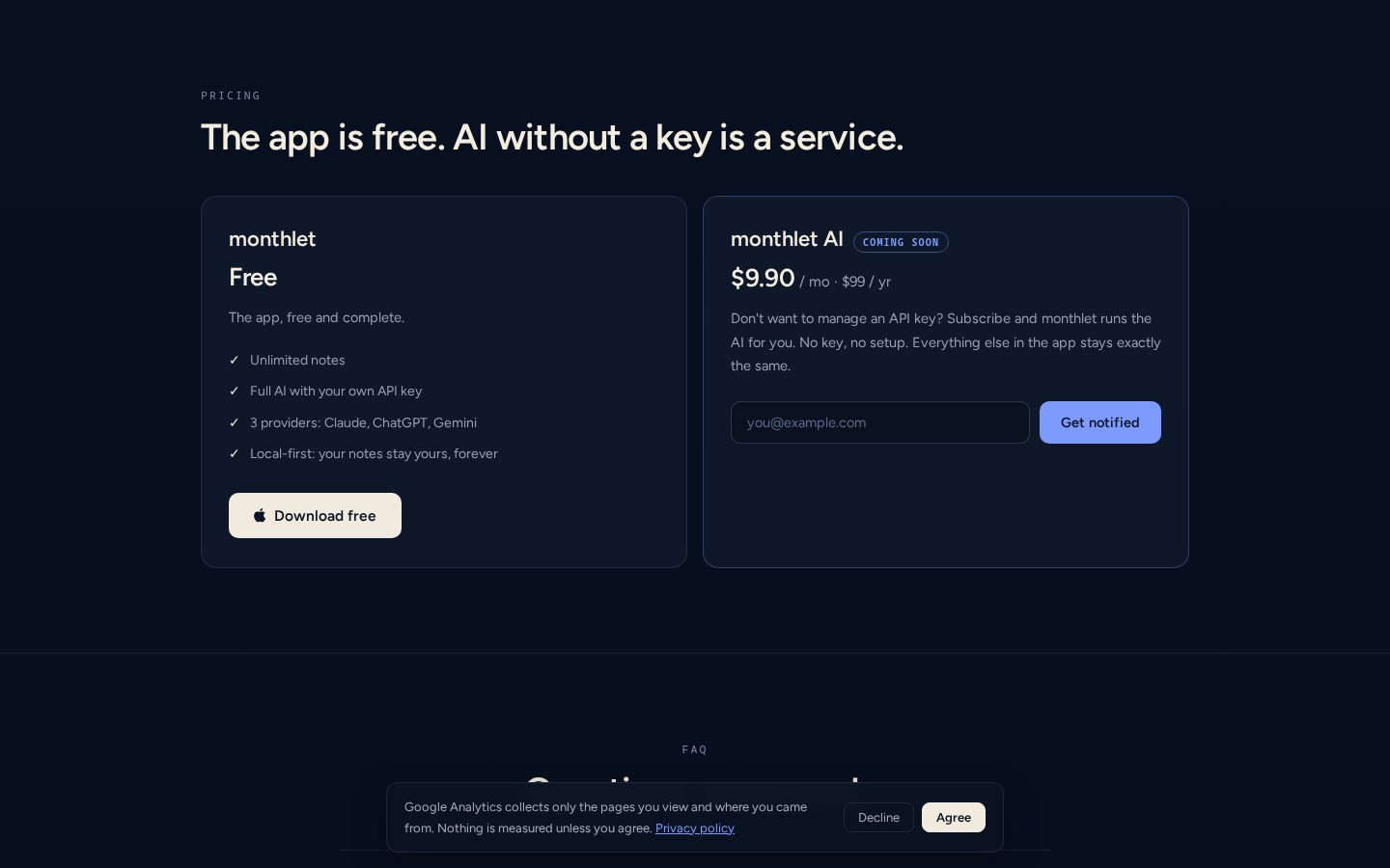 monthlet Pricing
