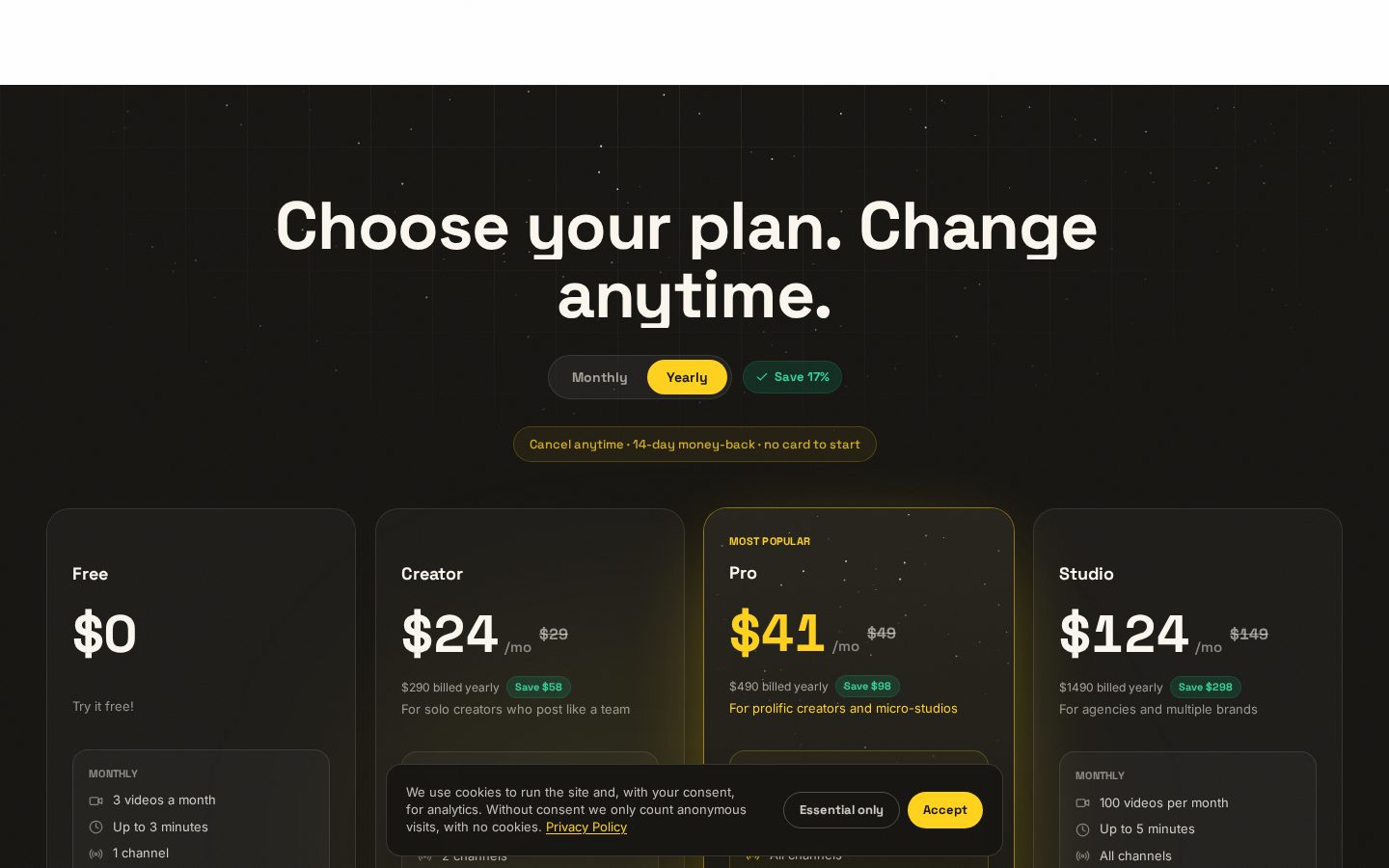 Monty.fast Pricing