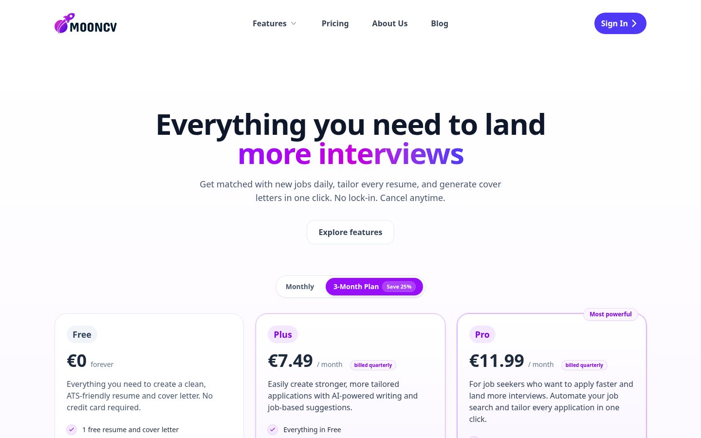 MoonCV Pricing