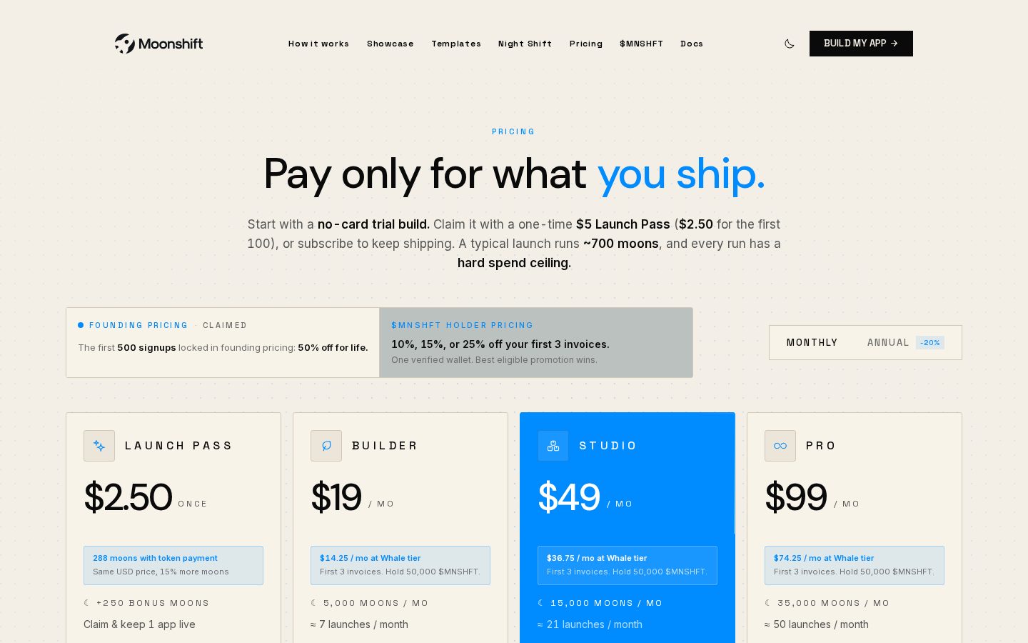 Moonshift Pricing