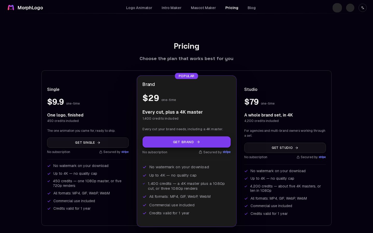 MorphLogo Pricing