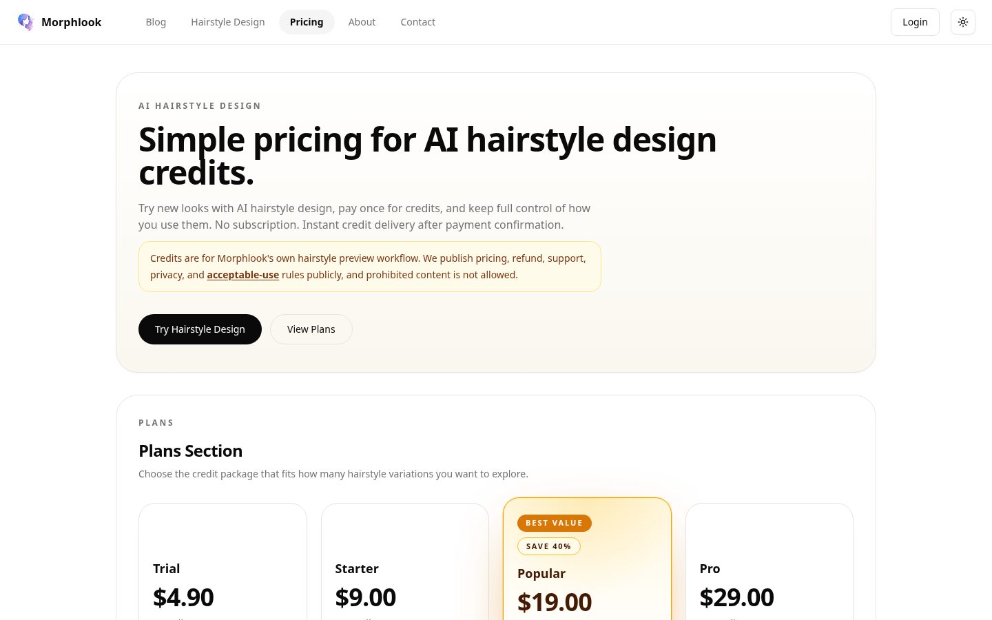 Morphlook Pricing