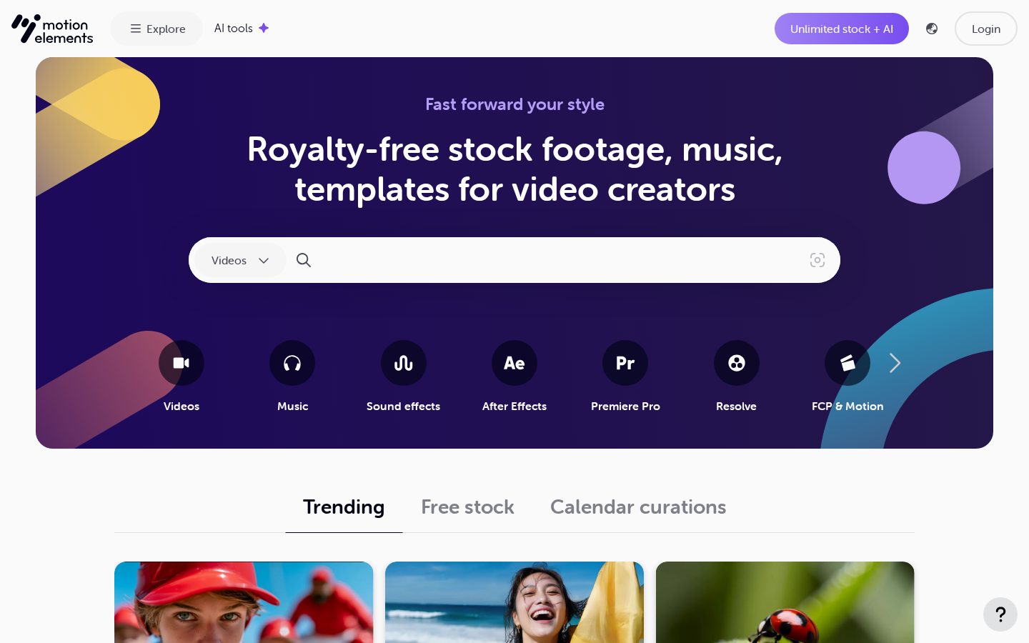 MotionElements Homepage
