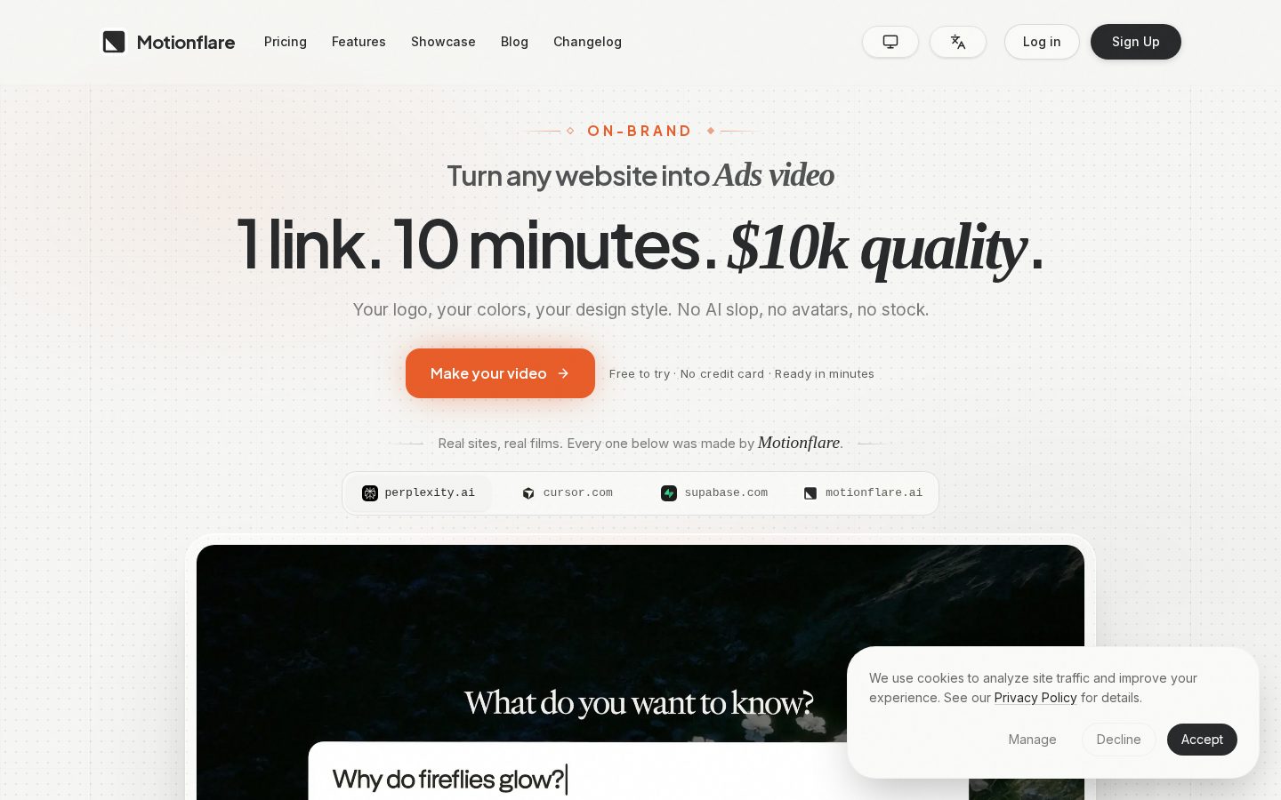 Motionflare Homepage