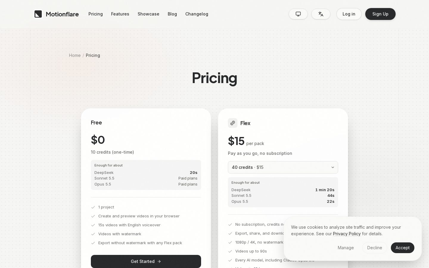 Motionflare Pricing