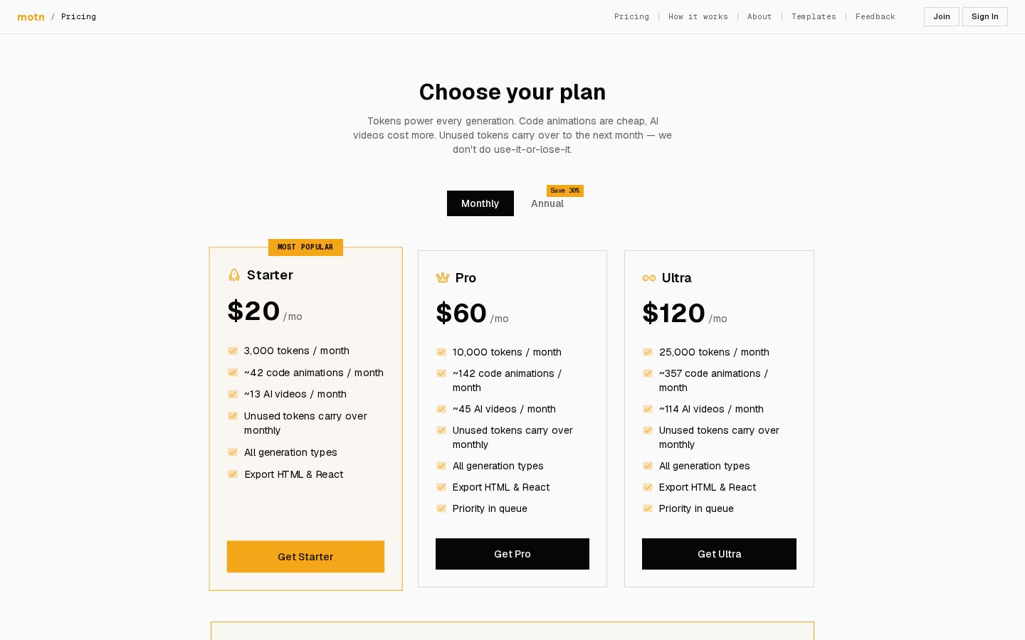 Motn AI Pricing