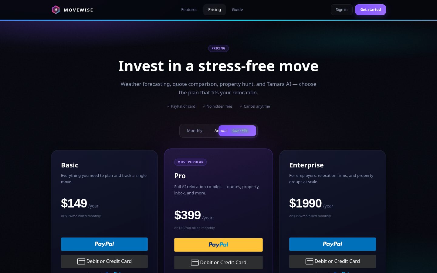 MoveWise Pricing