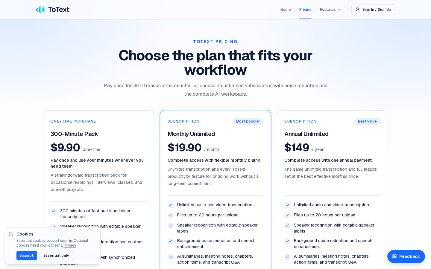 MP3 to Transcript Pricing