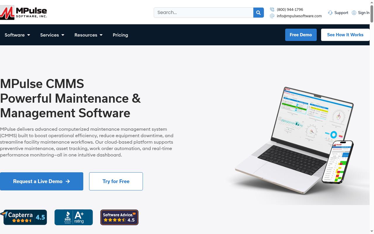 MPulse CMMS Software Homepage