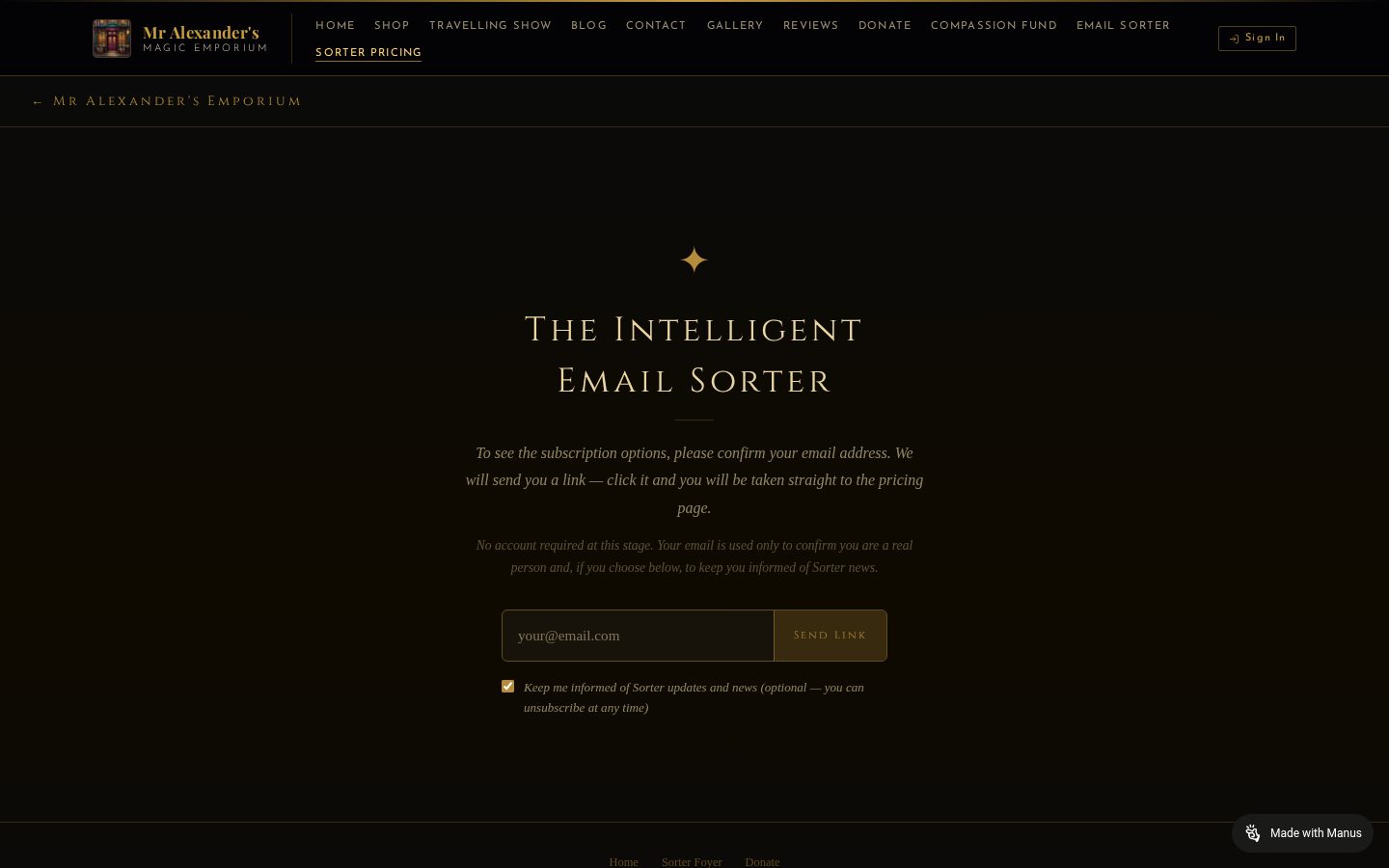Mr Alexander's Intelligent email Sorter Pricing
