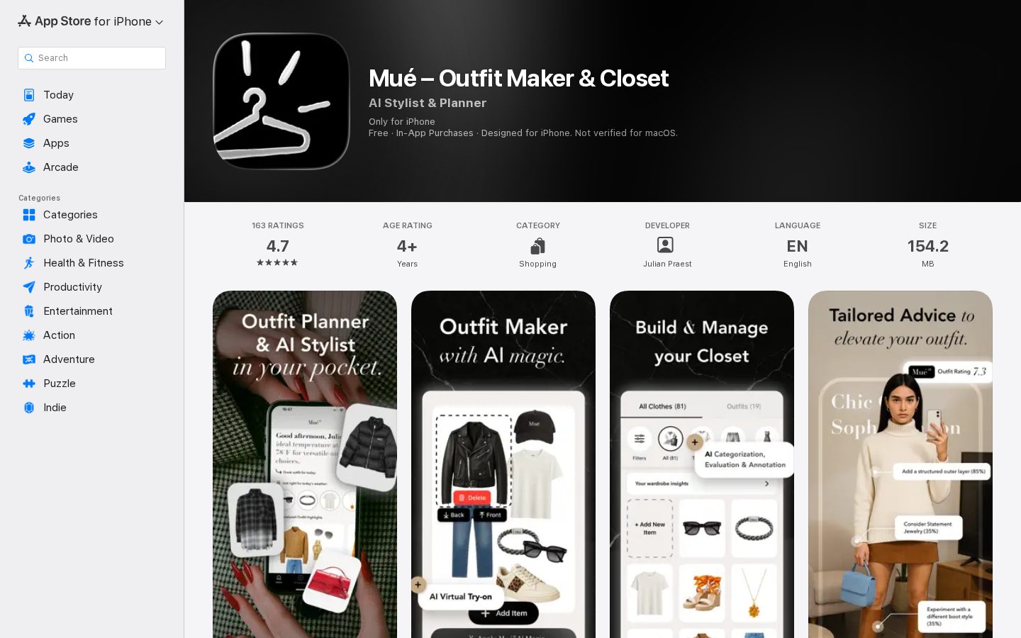 Mué AI Stylist Homepage