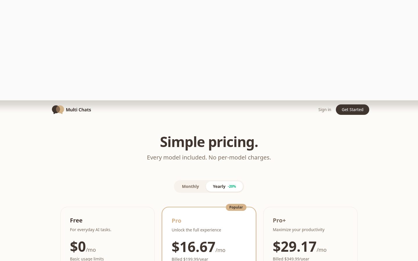 Multi Chats Pricing