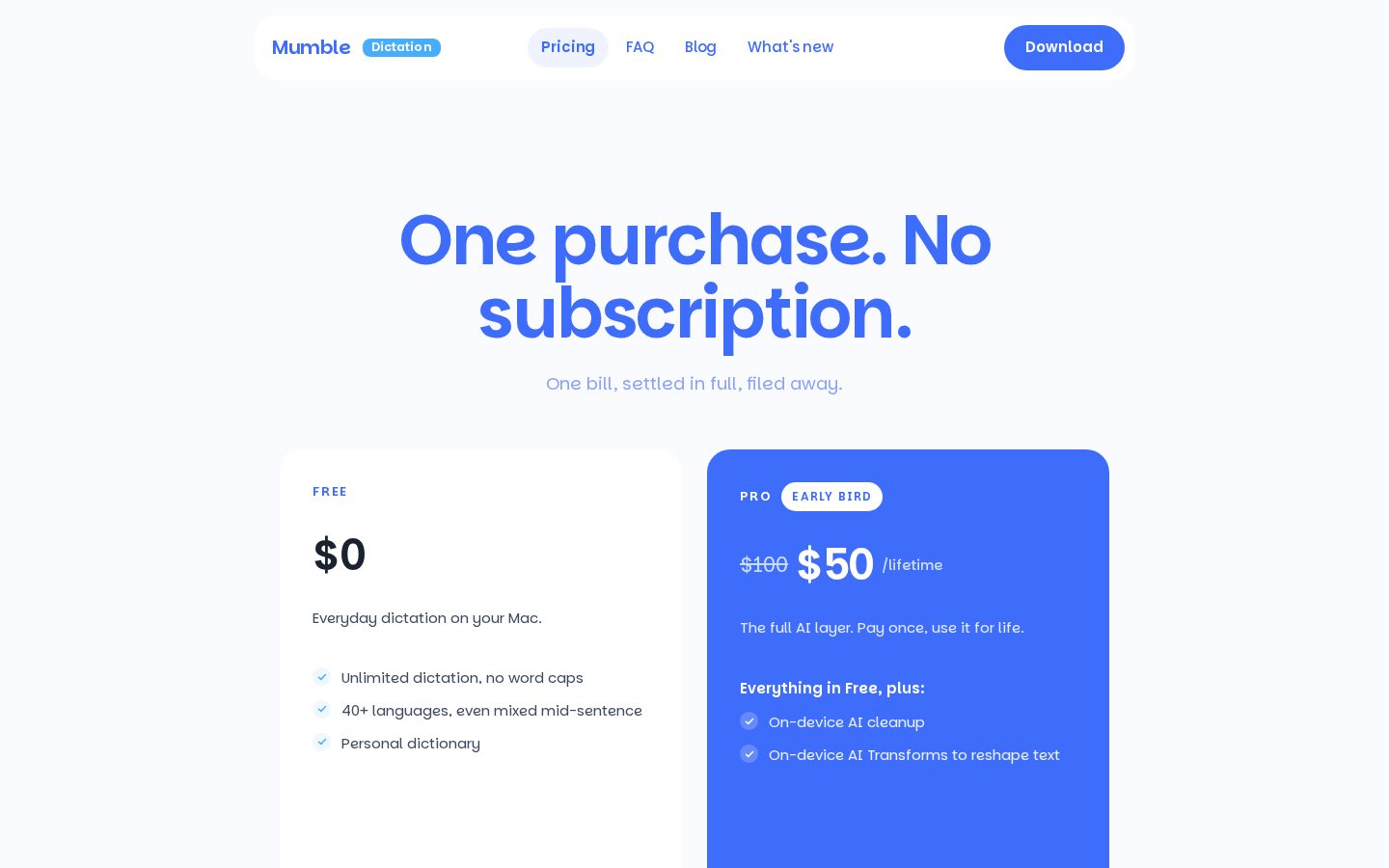 Mumble AI Pricing