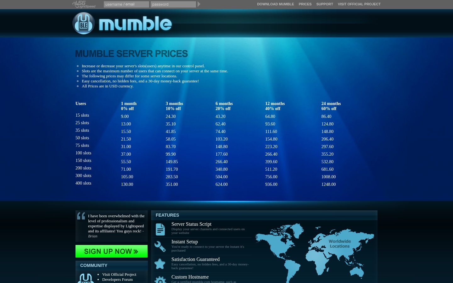 Mumble Pricing
