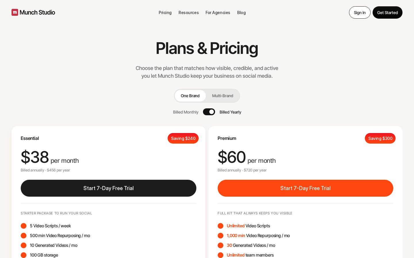 Munch Studio Pricing