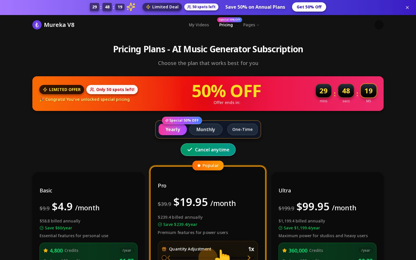 Mureka V8 Pricing