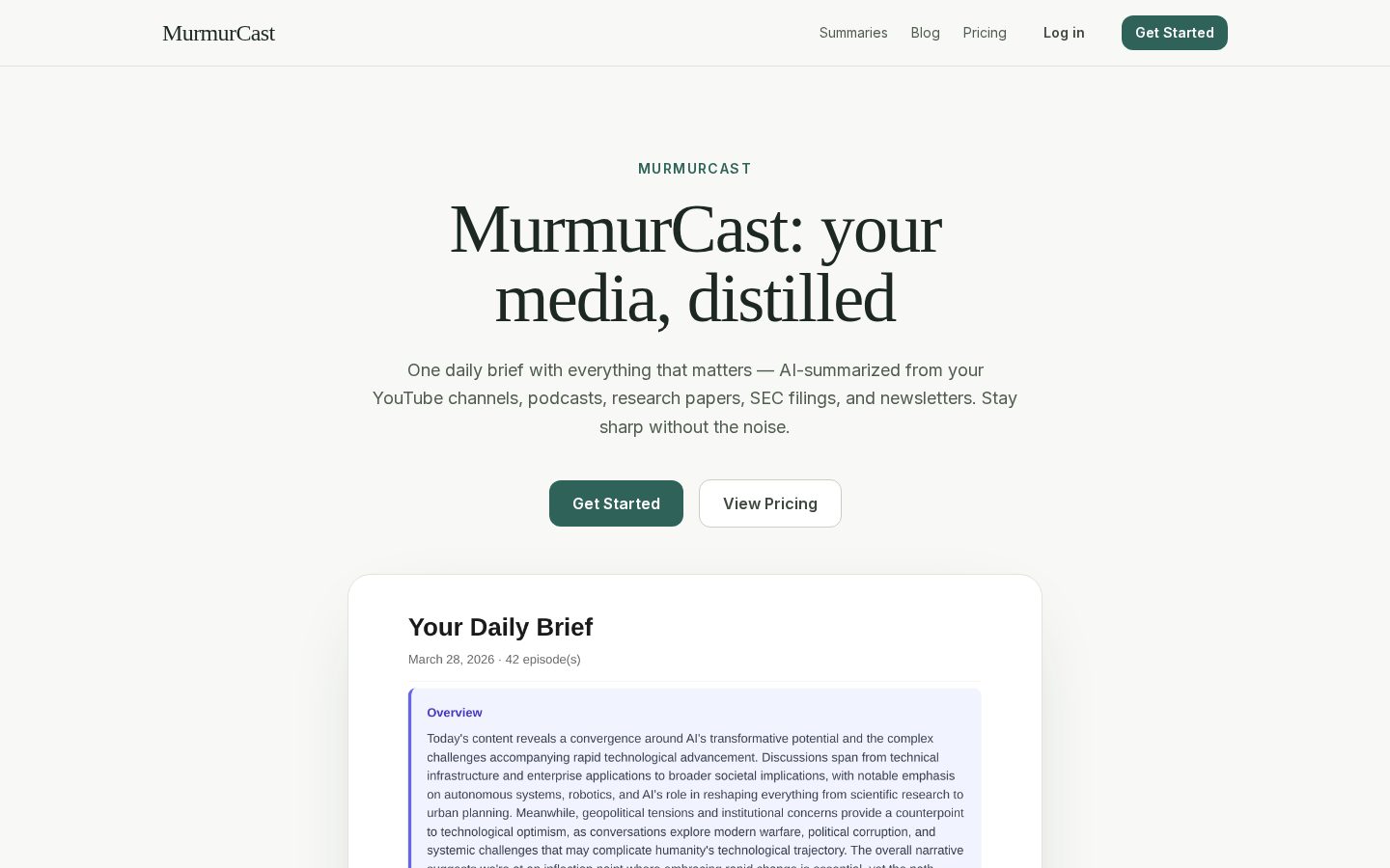 MurmurCast Homepage